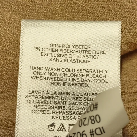 Express Women's Top Blouse Tan Cowl Neck Elastic Cuff Sheer Size L - Picture 8 of 8